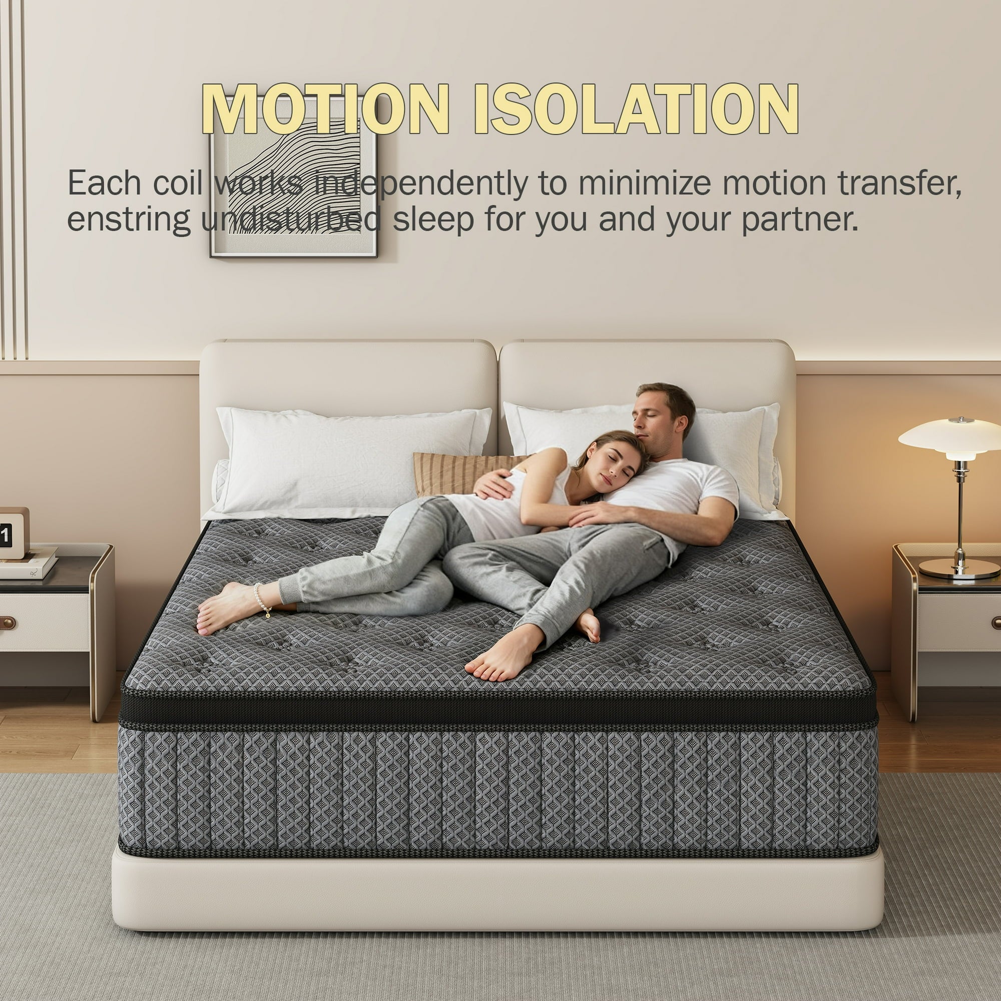 HIKOS 14 inch Full Mattress in a Box, Cooling Gel Memory Foam Hybrid Mattress with Individually Wrapped Pocket Coils, Medium Firm Full Size Mattress, Pressure Relief for Adult