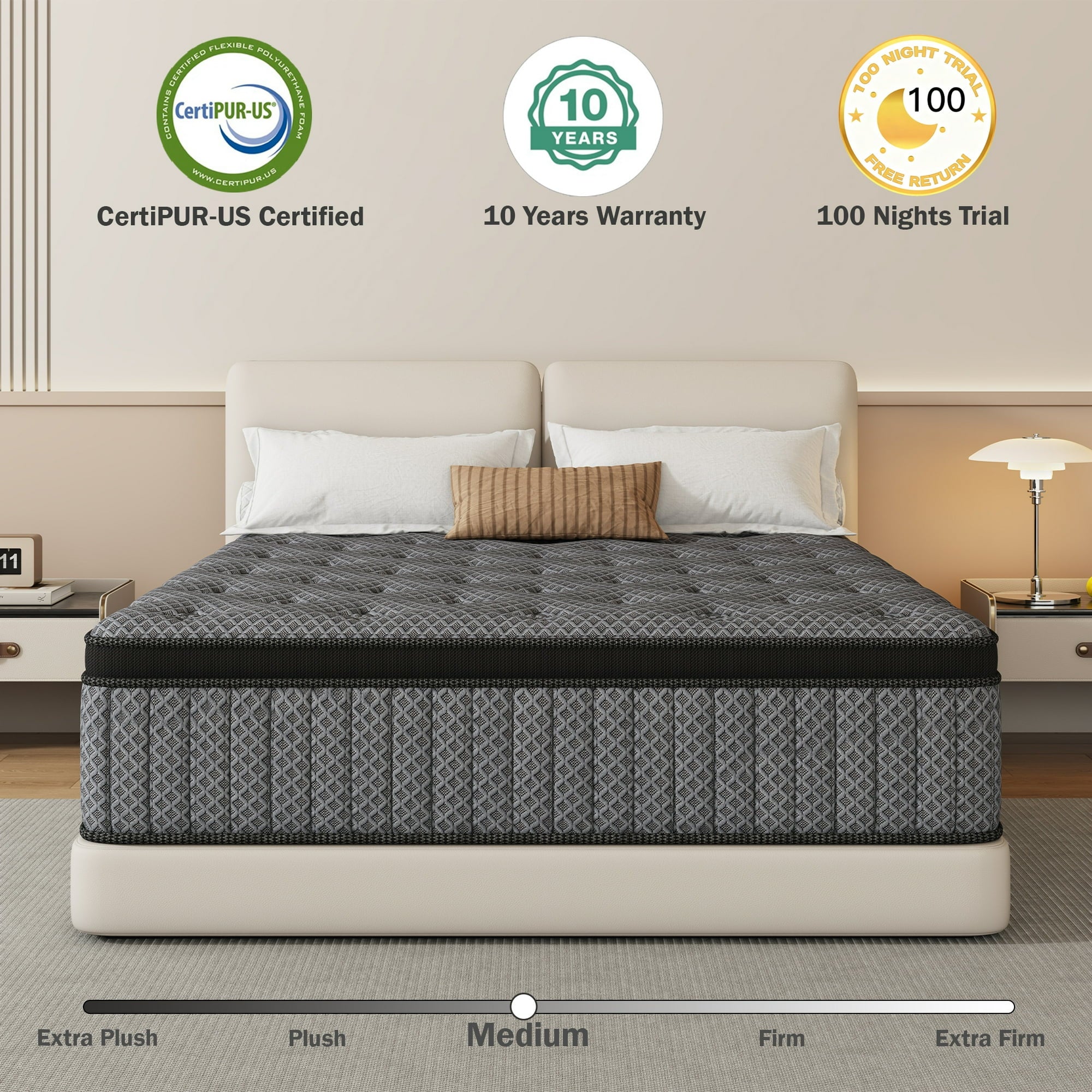 HIKOS 14 inch Full Mattress in a Box, Cooling Gel Memory Foam Hybrid Mattress with Individually Wrapped Pocket Coils, Medium Firm Full Size Mattress, Pressure Relief for Adult