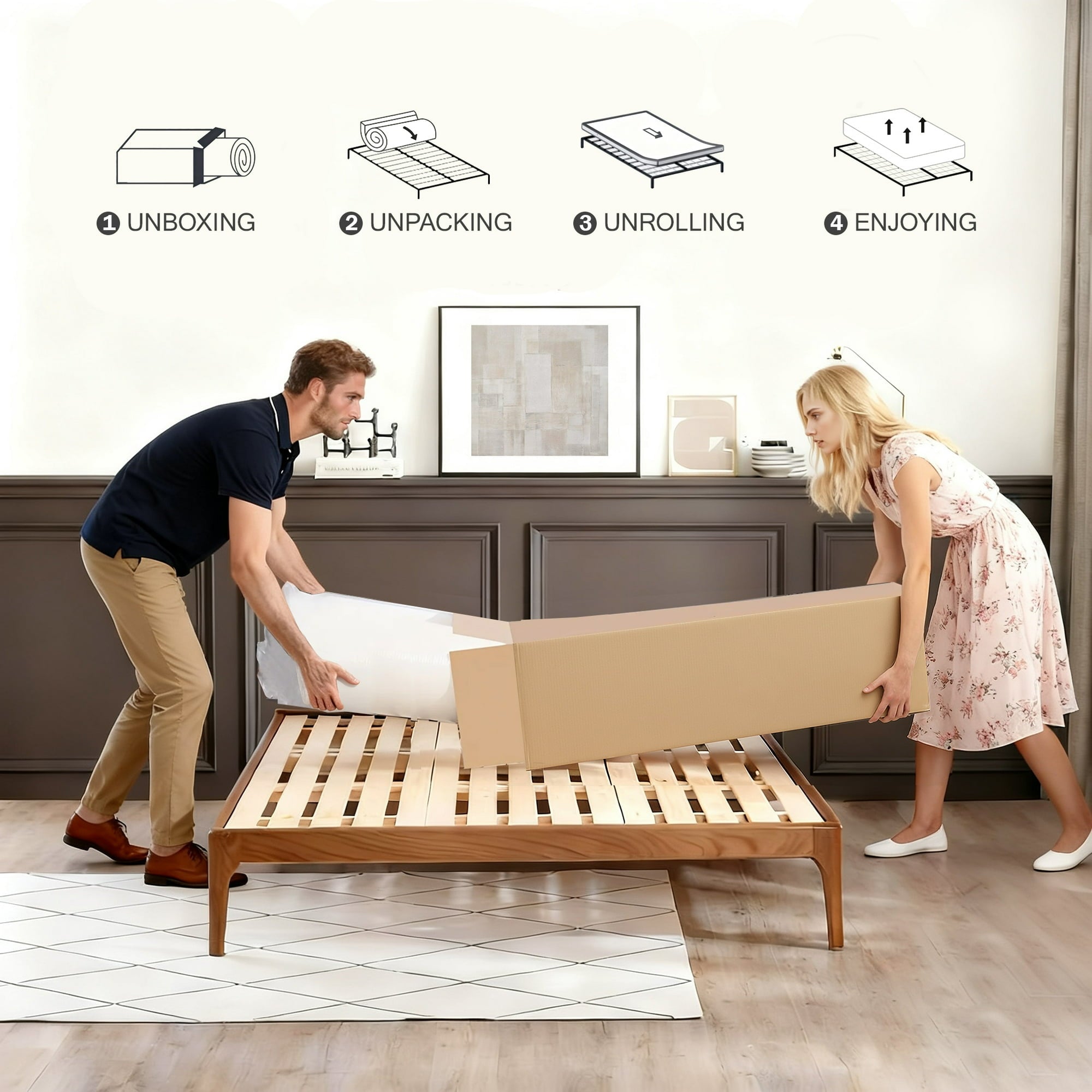 HIKOS 14 inch Full Mattress in a Box, Cooling Gel Memory Foam Hybrid Mattress with Individually Wrapped Pocket Coils, Medium Firm Full Size Mattress, Pressure Relief for Adult