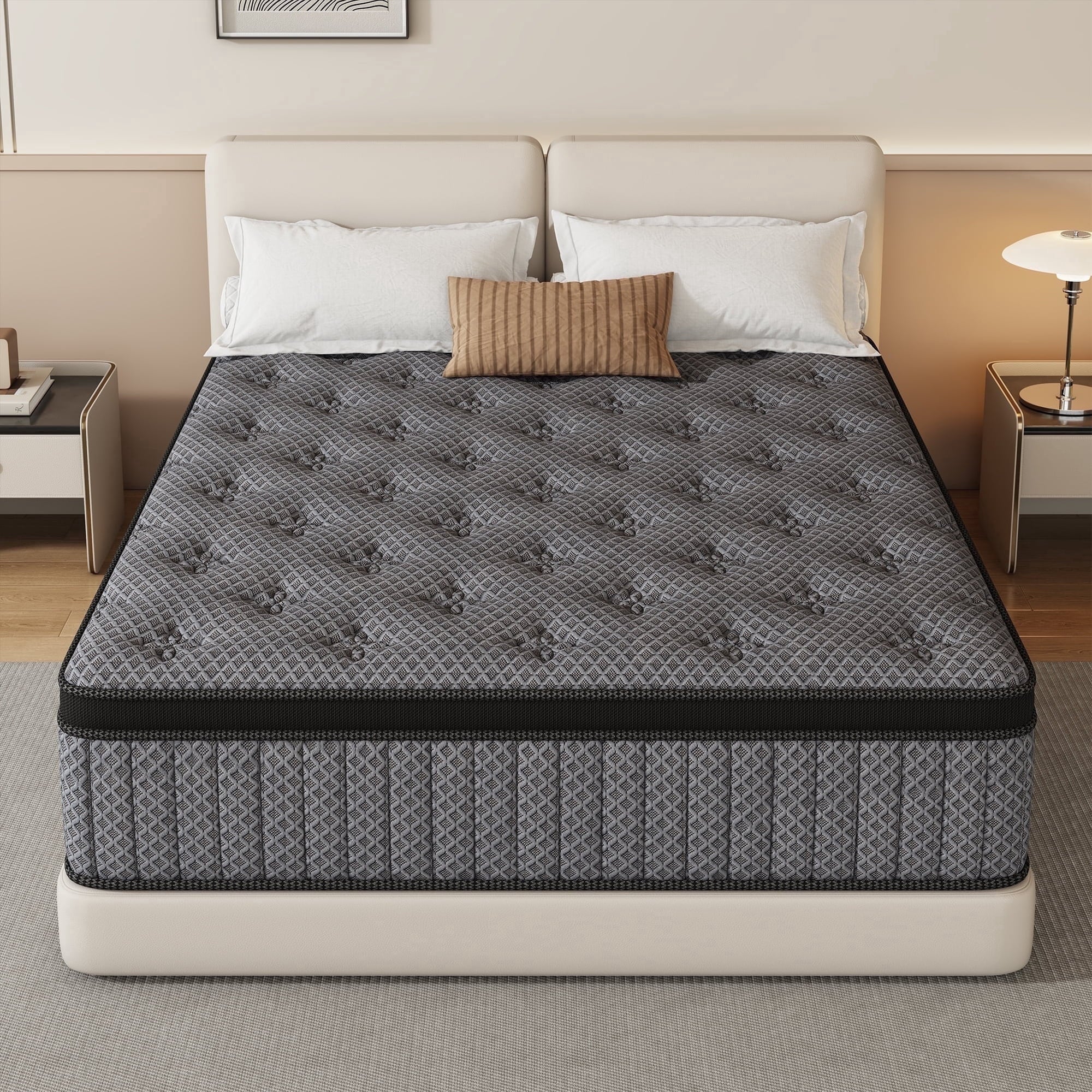 HIKOS 14 inch Full Mattress in a Box, Cooling Gel Memory Foam Hybrid Mattress with Individually Wrapped Pocket Coils, Medium Firm Full Size Mattress, Pressure Relief for Adult
